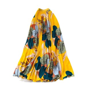 <span class=keywords><strong>Falda</strong></span> Larga Plisada <span class=keywords><strong>con</strong></span> Estampado Floral Multicolor al por Mayor para Mujer, de Cintura Alta Elástica, Fluida, Estilo Línea A, Casual - Product Image 5