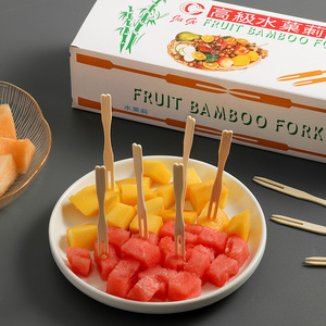 Juego de tenedores de bambú para frutas, 800 piezas, desechables, naturales, para fiestas, aperitivos, postres y pasteles - Product Image 4
