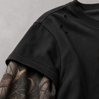 T-shirt à manches longues pour homme, coupe ample, coton lourd double couche, personnalisé