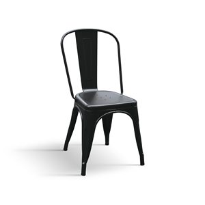 Chaise en métal avec dossier, lot de 4 chaises industrielles noires pour intérieur - Product Image 1