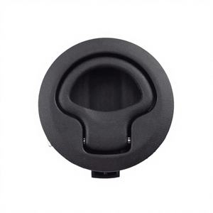 Serrure en plastique noir pour intérieurs de camping-car, serrure à loquet plat de type tirant, serrure de porte à bouton-poussoir, serrure plate ronde encastrée - Product Image 1