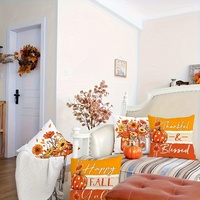 Housses de coussin décoratives Kongyu Home Textiles, lot de 4, motif floral citrouille de Thanksgiving, Happy Fall Y'all, décoration ferme