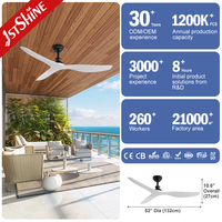 Ventilador de Techo 1stshine de 52 Pulgadas sin Luz, Motor DC, Aspas de ABS, Negro/Blanco, para Sala de Estar