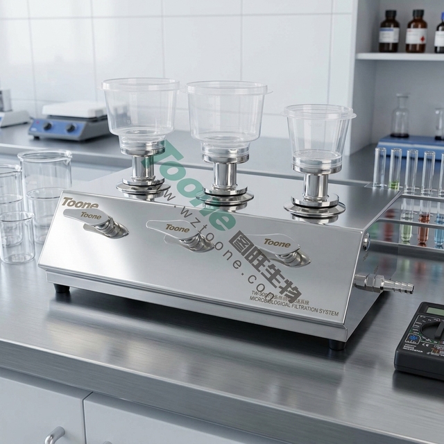 TW-302C 3-Station Microbial Limit Tester Built-in Direct Drainage 304SS Autoclavable Pump Heads for Lab