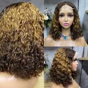 Wholesale <b>Human</b> Hair <b>Wig</b> Water Curl 100% 4x4 Lace <b>Wig</b> - Product Image 5