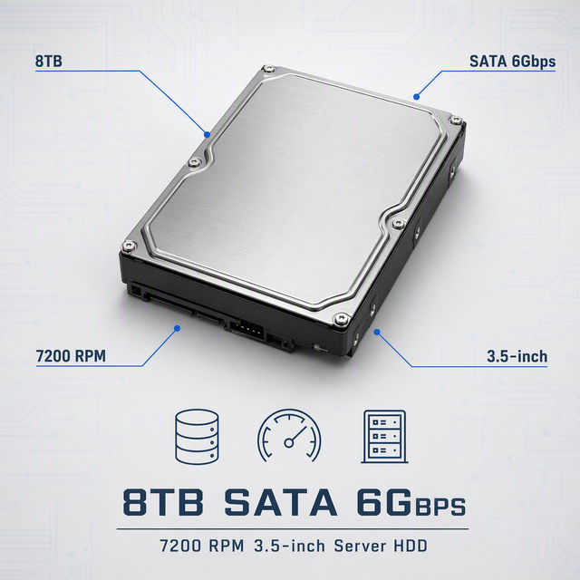 8TB 7.2K SATA 6Gbps 3.5 Inch New Internal Hard Drive With Tray Server Enterprise Data Center Storage