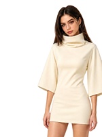 Robe mini moulante à col châle et manches mi-longues style Wasteland personnalisée, sexy et ajustée pour soirée et club, pour femme