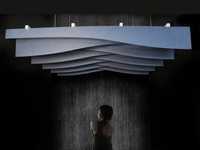 Panneau acoustique de plafond en fibre de polyester, panneau absorbant le son en feutre PET pour hôtel, bureau, bibliothèque