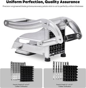 Factory Wholesale Manual Stainless Steel Metal French Fry Cutter Professional Potato Slicer Reusable Easy Clean Non-Slip Suction - Product Image 3