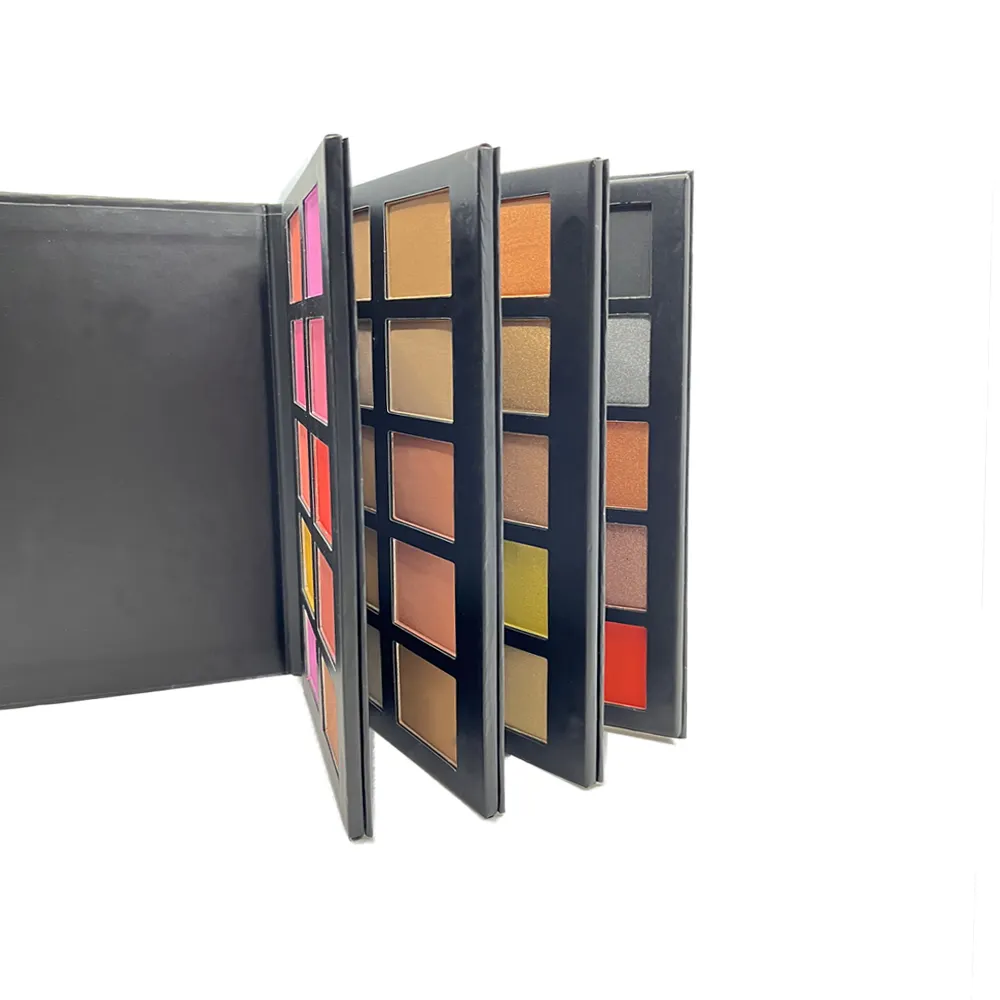 Customize 4 Layers Book Shape Blush Contour Highlighter And Eyeshadow Makeup Private Label Palette