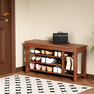 <span class=keywords><strong>Banc</strong></span> à <span class=keywords><strong>chaussures</strong></span> réglable avec rangement supérieur dissimulé, en bois massif, capacité de 250 kg, idéal pour entrée et chambre - Product Image 3