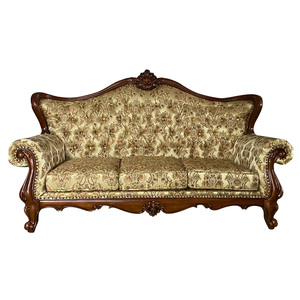 Set di Divani in Tessuto Stile Vintage Americano, Divano in <span class=keywords><strong>Legno</strong></span> <span class=keywords><strong>Massello</strong></span> Intagliato per <span class=keywords><strong>Soggiorno</strong></span>, Arredamento di Alta Gamma per Case, Hotel e Ville - Product Image 6