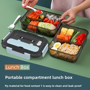 Large Capacity Portable Microwave-Safe Lunch Bento Box Plastic Divided Storage for Students Office Workers Sealable Rectangular - Product Image 5