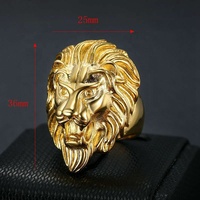 Nouvelle bague épaisse classique en acier inoxydable plaqué or en forme de lion pour homme, idéale pour les fiançailles et les soirées