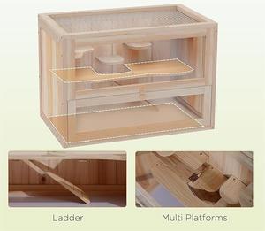 <span class=keywords><strong>2</strong></span>-Level Hamster kafes fareler ve sıçan evi, gine domuzları için küçük hayvan yaşam alanı, ön kapı, raf ve merdiven, doğal - Product Image 5