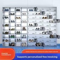Armoire à chaussures commerciale en acier inoxydable, design moderne et minimaliste, casier multi-portes pour salle de sport avec serrure