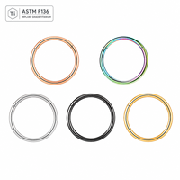 Anneau segmenté articulé en titane plaqué or ASTM F136, style européen, 16G 18G 20G, pour nez, septum, cartilage, cadeau de mariage