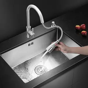 Embedded SUS304 Nano Wash Basin Single Bowl Stainless Steel Undermount Kitchen Handmade Sink