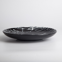 Vaisselle ronde en céramique noire réutilisable, assiette en porcelaine de marbre pour Restaurant et hôtel