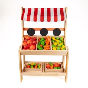 Puesto de mercado de madera Montessori Mercado de Navidad Puesto de madera Juego de imaginación <span class=keywords><strong>Tienda</strong></span> de comestibles Puesto de mercado de madera Muebles para niños - Product Image 1