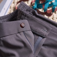 Pantalon décontracté à jambe droite en tissu importé contenant de la laine et des fibres d'acétate, avec ceinture élastique polyvalente