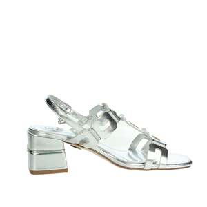 Sandalo Donna Laura Biagiotti con Tacco Argento 9043, Tacco a Blocco in Metallo, Scarpe Estive alla Moda - Product Image 4