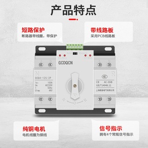 Interruptor de Transferencia Automática de Doble Potencia Gcdqcn 125A 2P 4P Monofásico AC400V con Luces Indicadoras y Operación Manual/Automática - Product Image 4