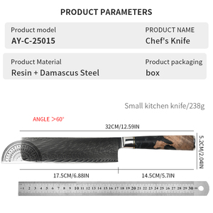 Cuchillo de Chef profesional de acero de Damasco de estilo japonés <span class=keywords><strong>para</strong></span> el hogar y el corte de <span class=keywords><strong>carne</strong></span> y frutas al aire libre - Product Image 6