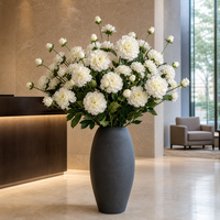 Tige de fleur de pivoine artificielle de 61 cm, réaliste, grande fleur éclose, avec feuilles vertes, pour la décoration florale de mariage, de maison ou d'hôtel