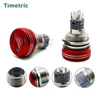 Bouton-poussoir d'arrêt d'urgence en acier inoxydable LED 16 mm, corps court, étanche, à verrouillage, 12V 24V