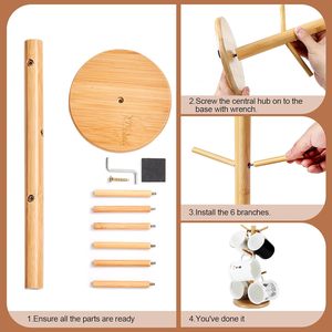 Eco-Friendly Beverage <b>Mug</b> <b>Tree</b> Holder Bolt Inserting Type 6 Hooks Decorative Non-Slip Coffee <b>Mug</b> Rack Home Use - Product Image 3