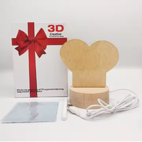 Lampe de nuit 3D à base de bois avec câble USB LED écriture acrylique effaçable