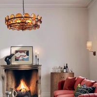 Lustre LED vintage en verre brun de Murano, design français, avec cadre en fer, pour salon, chambre et salle à manger
