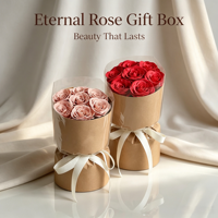Bouquet de roses éternelles naturelles – Cadeau idéal pour la Saint-Valentin, la fête des Mères, les mariages et la décoration intérieure – Vente en gros