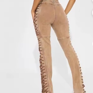 Nouveau Jean Décontracté Droit pour Femme, Tendance, avec Cordon de Serrage à la Taille, Sexy, en Denim, Vêtements pour Femme, Jeans OEM - Product Image 3