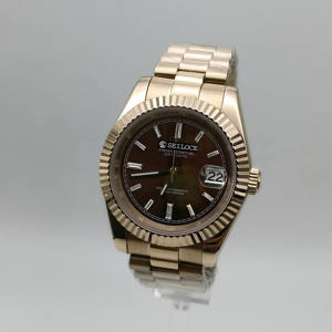 Nuevo Diseño de Reloj de Lujo Unisex con Esfera Marrón con Incrustaciones de Diamantes, Movimiento Mecánico Automático, Reloj de Acero Inoxidable - Product Image 6