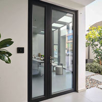 Porte patio double en aluminium avec cadre en verre isolant trempé pour maison, villa, jardin, entrée extérieure, résidentiel sur mesure