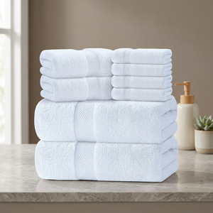 Juego de Toallas de Baño ORCHID de Algodón Blanco, Color Sólido, Tejido Suave para la Piel, Ecológico, Rectangular, para Uso en Hoteles, para Adultos - Product Image 1