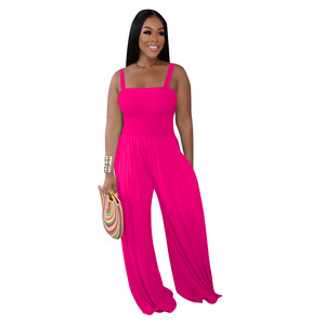 TS1218 <span class=keywords><strong>Tuta</strong></span> Estiva Trendy da Donna, Casual, Plissettata, Senza Spalline, a Gamba Larga, con Tasche - Product Image 5