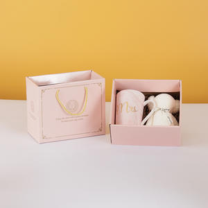 Ensemble de tasses en céramique écologiques DD2184 pour mariage, baby shower, avec couvercle alimentaire, boîte cadeau avec logo personnalisé - Product Image 5