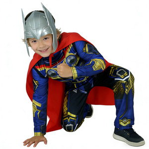 Costume de super-héros Thor pour enfants, costume de super-héros pour Halloween, pour garçons de 3 à 12 ans, avec cape et casque, nouveau style - Product Image 4
