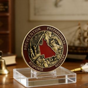 Moneda de Aleación de Zinc Personalizada de Fábrica, con Relieve Antiguo, Técnica de Esmalte Rojo Vino, Acabado Galvanizado, <span class=keywords><strong>Valor</strong></span> Coleccionable, <span class=keywords><strong>Honor</strong></span>ífica - Product Image 2