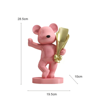 Ours en résine peint à la main - Décoration d'intérieur sur le thème des animaux - Article de décoration pour bureau - Cadeau de haute qualité - Artisanat en résine