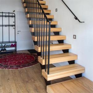 Moderna scala galleggiante interna in acciaio e <span class=keywords><strong>legno</strong></span> Mono traversa con gradino in <span class=keywords><strong>legno</strong></span> e balaustra in acciaio inox - Product Image 2