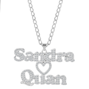 Chaîne en acier inoxydable plaqué or 18 carats Pendentif avec nom et lettre Collier Bijoux Cadeaux Nom empilé personnalisé Collier avec diamants - Product Image 2