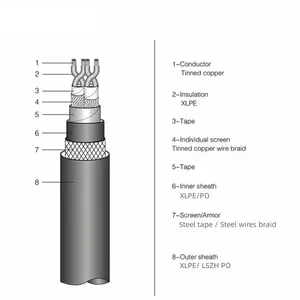 CQC Certified XLPE Insulated Braid Sub Overall Shield Screened Flame-retardant Instrumentation Cable For Signal Transmission