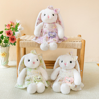Boneka Kelinci Premium dengan Gaun Renda Bunga, Tas Hati & Pita Senada, Boneka Kelinci Estetik Grosir Logo Kustom Pabrik