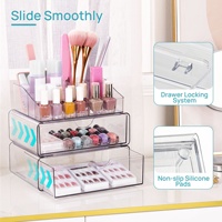 Organisateur de maquillage en plastique transparent à 3 niveaux, boîte de rangement en acrylique pour pinceaux et rouges à lèvres