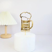 Camilla Neues Design Happy Father's Day Bester Papa der Welt Gold Schwarz Acryl Quadratischer Cake Topper für Cupcakes & Eiscreme