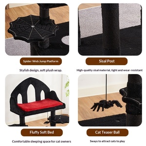 Arbre à chat moderne grand format multi-étages en sisal noir avec structure intégrée pour grimper, jouer et dormir - Product Image 4